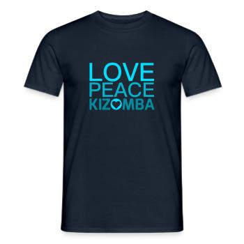 LOVE PEACE KIZOMBA Blue - DanceShirts - Männer T-Shirt - Navy - Vorne - AI Model Male 178 light (178cm)