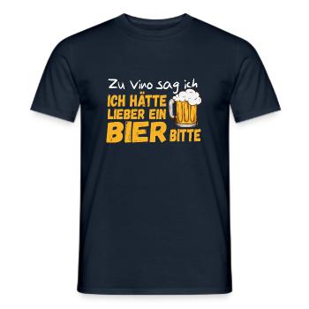 Lustiges Bier Zu Vino sag ich lieber 2 Bier Bitte - Männer T-Shirt - Navy - Vorne - AI Model Male 178 light (178cm)