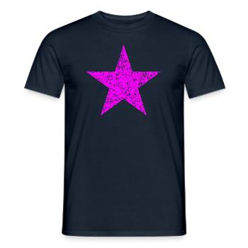 pinker Stern, pink star - Männer T-Shirt - Navy - Vorne - AI Model Male 178 light (178cm)