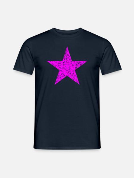 pinker Stern, pink star - Männer T-Shirt - Navy