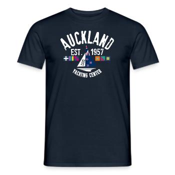 Auckland yachting center - T-shirt homme - marine - Devant - AI Model Male 178 light (178cm)