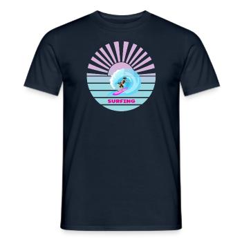 Surfing sunset waves - Men's T-Shirt - navy - Front - AI Model Male 178 light (178cm)