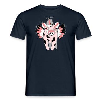 petit cochon ailé - T-shirt homme - marine - Devant - AI Model Male 178 light (178cm)