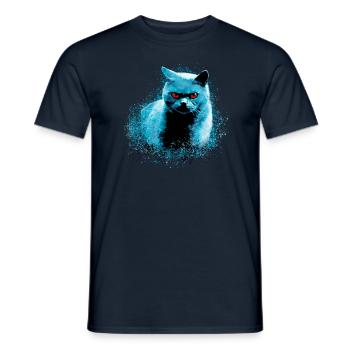 Chat,Chat Bleu, Cimetière des Câlins - T-shirt homme - marine - Devant - AI Model Male 178 light (178cm)