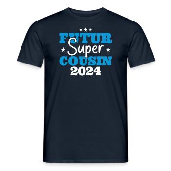Futur super cousin 2024 cadeau humour anniversaire - T-shirt homme - marine - Devant - AI Model Male 178 light (178cm)
