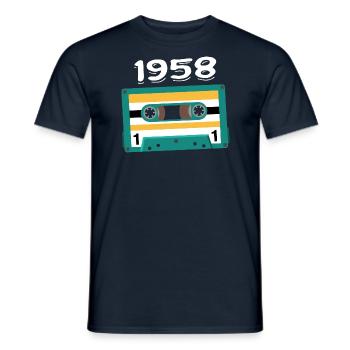 Kassette 1958 Jahrgang Jubiläum 1958 - Männer T-Shirt - Navy - Vorne - AI Model Male 178 light (178cm)