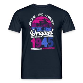 1945 Birthday Born In 1945 Retro Vintage - Men's T-Shirt - navy - Front - AI Model Male 178 light (178cm)
