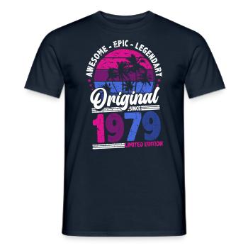 1979 Birthday Born In 1979 Retro Vintage - Men's T-Shirt - navy - Front - AI Model Male 178 light (178cm)