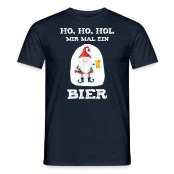 HO HO HOL mir mal ein Bier Weihnacht Noël - T-shirt homme - marine - Devant - AI Model Male 178 light (178cm)