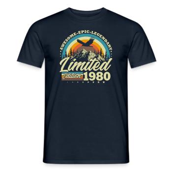 Vintage Born 1980 Vintage Birthday Retro - T-shirt homme - marine - Devant - AI Model Male 178 light (178cm)