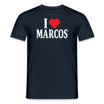 t-shirt J’aime Marcos t-shirt idée cadeau - T-shirt homme - marine - Devant - AI Model Male 178 light (178cm)