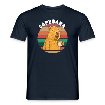 Café Capybara - T-shirt homme - marine - Devant - AI Model Male 178 light (178cm)