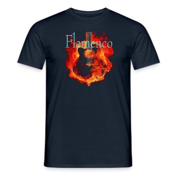 Spanische Flamenco Gitarre in Flammen - Männer T-Shirt - Navy - Vorne - AI Model Male 178 light (178cm)