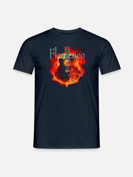 Spanish flamenco guitar in flames - Men's T-Shirt - navy