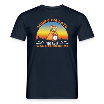 Chat mignon roux - T-shirt homme - marine - Devant - AI Model Male 178 light (178cm)