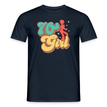 70er Jahre Mädchen 70s Girl Hippie - Männer T-Shirt - Navy - Vorne - AI Model Male 178 light (178cm)