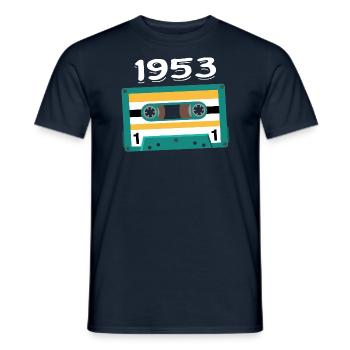 Kassette 1953 Jahrgang Jubiläum 1953 - Männer T-Shirt - Navy - Vorne - AI Model Male 178 light (178cm)
