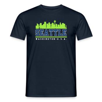 Seattle Skyline Washington usa - Men's T-Shirt - navy - Front - AI Model Male 178 light (178cm)