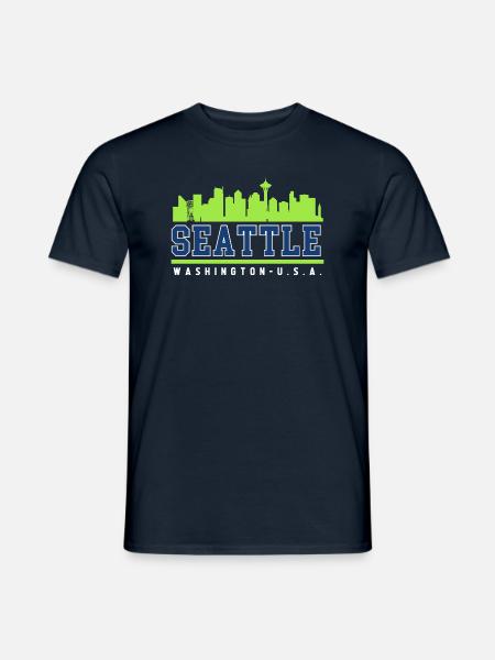 Seattle Skyline Washington usa - Men's T-Shirt - navy