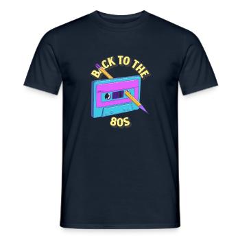 80 er Jahre Party Kassetten Kostüm Retro Outfit - Männer T-Shirt - Navy - Vorne - AI Model Male 178 light (178cm)