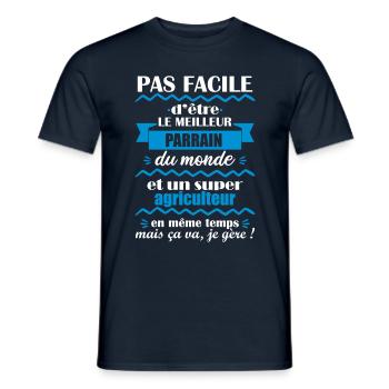 pas facile agriculteur - T-shirt homme - marine - Devant - AI Model Male 178 light (178cm)