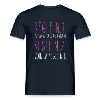 Règle Maman a toujours raison cadeau femme humour - T-shirt homme - marine - Devant - AI Model Male 178 light (178cm)