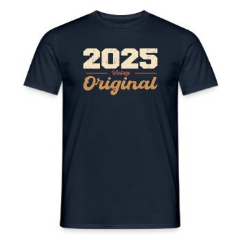 2025 Vintage Anniversaire Rétro Cadeau 2025 - T-shirt homme - marine - Devant - AI Model Male 178 light (178cm)