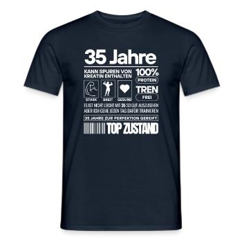 35 Jahre und im Top Zustand - Männer T-Shirt - Navy - Vorne - AI Model Male 178 light (178cm)