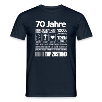70 Jahre und im Top Zustand - Männer T-Shirt - Navy - Vorne - AI Model Male 178 light (178cm)