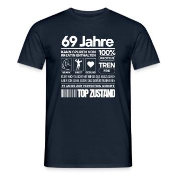 69 Jahre und im Top Zustand - Männer T-Shirt - Navy - Vorne - AI Model Male 178 light (178cm)