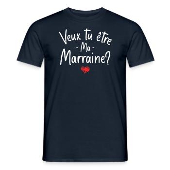 Veux tu être ma marraine? bébé cadeau naissance - T-shirt homme - marine - Devant - AI Model Male 178 light (178cm)