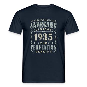90. Geburtstag 90 Jahre Jahrgang 1935 - Männer T-Shirt - Navy - Vorne - AI Model Male 178 light (178cm)