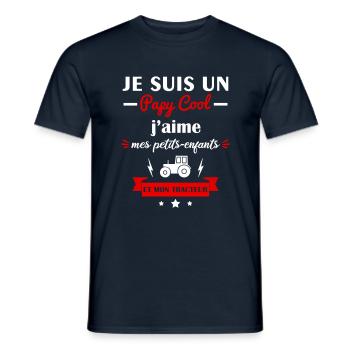 Papy cool tracteur, cadeau grand-père agriculteur - T-shirt homme - marine - Devant - AI Model Male 178 light (178cm)