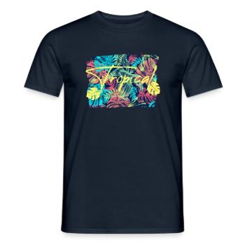 Feuilles tropicales - T-shirt homme - marine - Devant - AI Model Male 178 light (178cm)