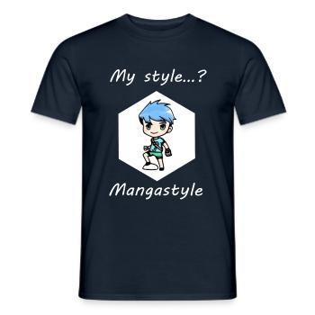 Manga - Anime - Jeune - Style BD - T-shirt homme - marine - Devant - AI Model Male 178 light (178cm)