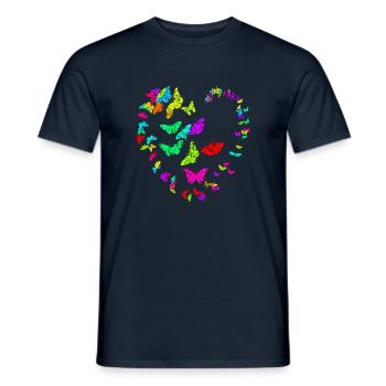 Heart made of butterflies - metallic - Men's T-Shirt - navy - Front - AI Model Male 178 light (178cm)