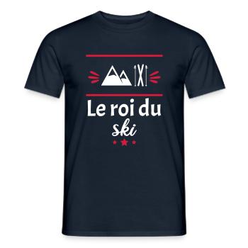 le roi du ski, cadeau skieur - T-shirt homme - marine - Devant - AI Model Male 178 light (178cm)