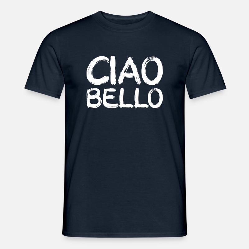 ciao bello, white - Männer T-Shirt - Navy