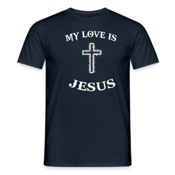 Religion Christianisme Jésus-Christ Croix Dicton - T-shirt homme - marine - Devant - AI Model Male 178 light (178cm)