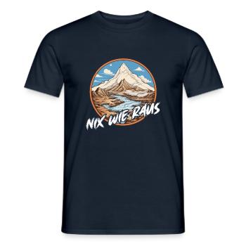 Nix wie raus - perfekt für Outdoor Fans - Männer T-Shirt - Navy - Vorne - AI Model Male 178 light (178cm)