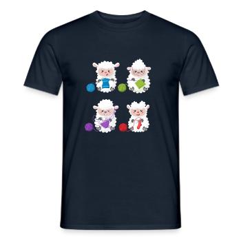 Knitting crochet needlework cartoon cute sheep - Men's T-Shirt - navy - Front - AI Model Male 178 light (178cm)
