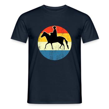 Vintage Retro Horse Sunset For Horse Lovers - Men's T-Shirt - navy - Front - AI Model Male 178 light (178cm)