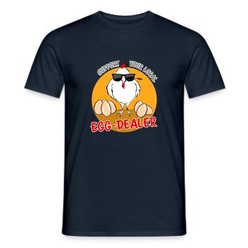 Merch for Egg Sellers - Support Your EGG Dealer - Men's T-Shirt - navy - Front - AI Model Male 178 light (178cm)