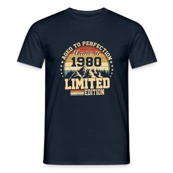 1980 Birthday 1980 Born in 1980 Anniversary - Men's T-Shirt - navy - Front - AI Model Male 178 light (178cm)