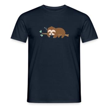 Funny sloth T-shirt Sloth is tired zZz - Men's T-Shirt - navy - Front - AI Model Male 178 light (178cm)