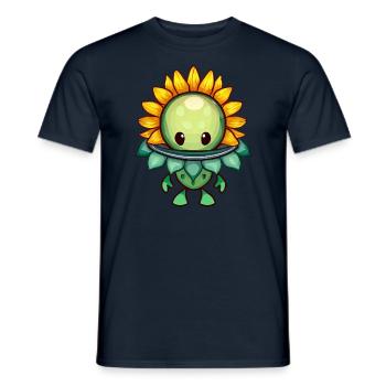 Rencontre d’été: Alien & Sunflower - T-shirt homme - marine - Devant - AI Model Male 178 light (178cm)