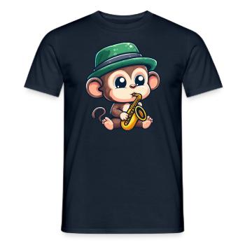 Jazz-Schimpanse mit Saxophon - Männer T-Shirt - Navy - Vorne - AI Model Male 178 light (178cm)