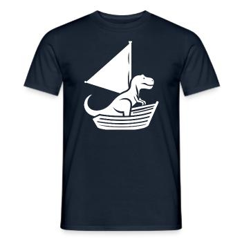 Cool Summer Sailboat T-Rex Silhouette - Men's T-Shirt - navy - Front - AI Model Male 178 light (178cm)
