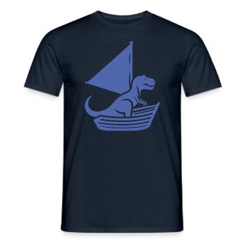 Cool Summer Sailboat T-Rex Silhouette - Men's T-Shirt - navy - Front - AI Model Male 178 light (178cm)
