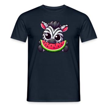Zebra Watermelon Cartoon Summer Fun - Men's T-Shirt - navy - Front - AI Model Male 178 light (178cm)